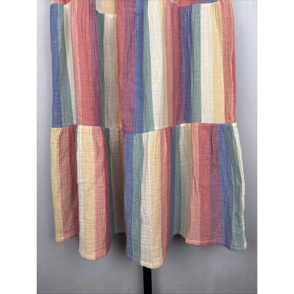 Marine Layer Corinne Maxi Skirt Women's Medium Tiered Rainbow Gauze Pull On Boho - Picture 3 of 11